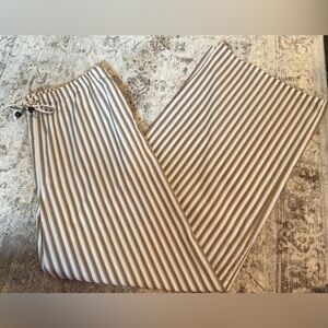 Christian Lacroix NWOT Tan and White Striped Cotton Blend Wide Leg Pants